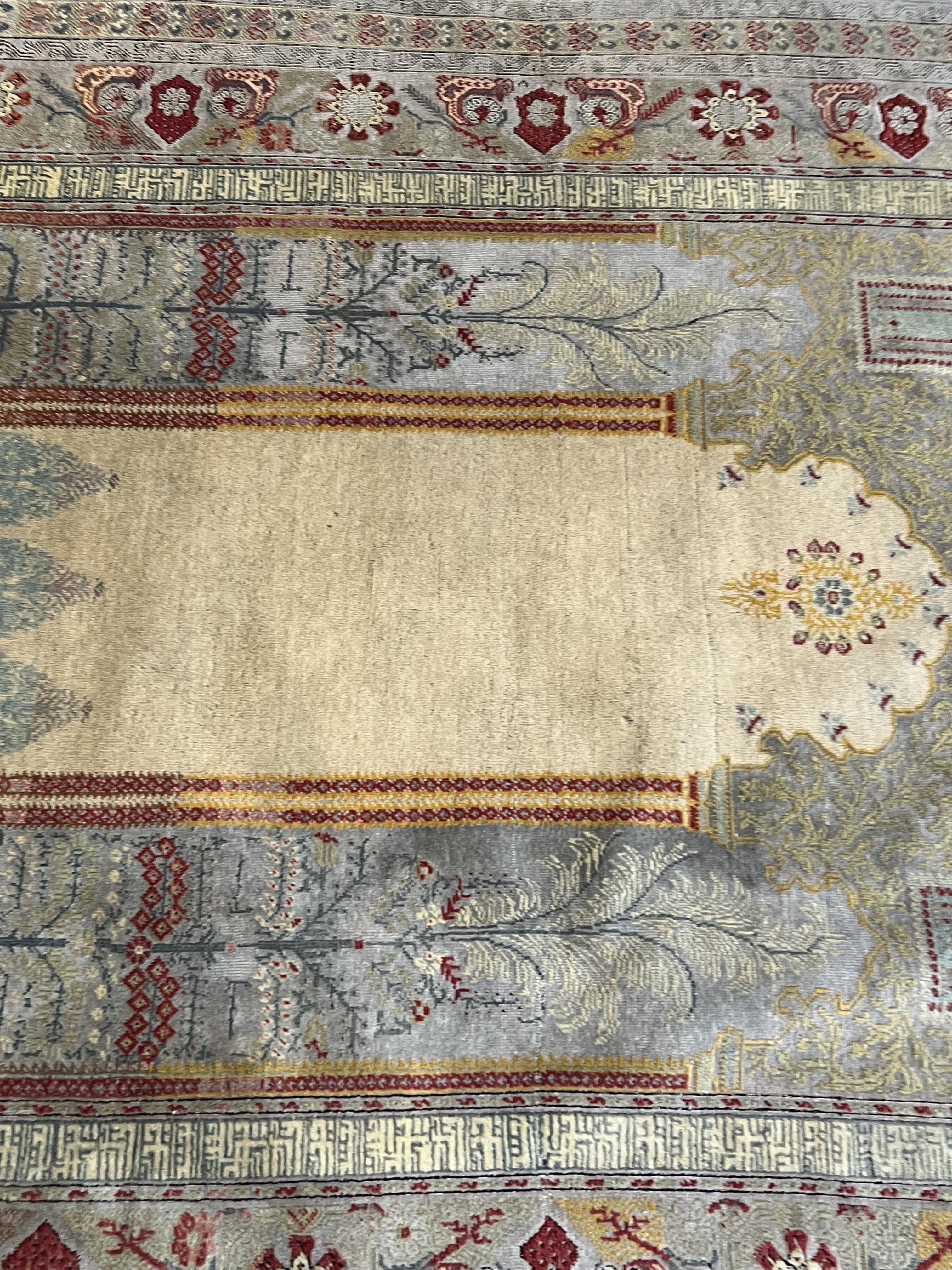 A Turkish silk prayer rug, 205 x 122cm